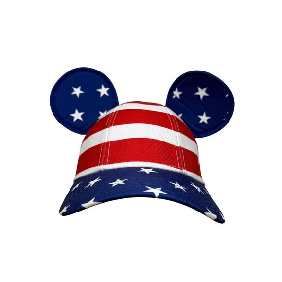 Disney Patriotic Red White Blue American Flag Mickey Mouse Ears Kids Hat Adjusta - Picture 1 of 9